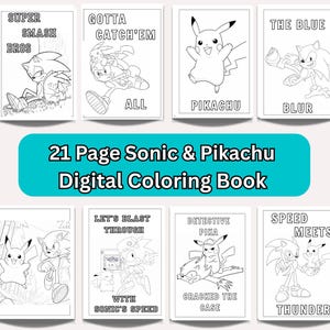 Sonic & Pikachu Coloring Book | 21 Printable Pages (Digital Download)