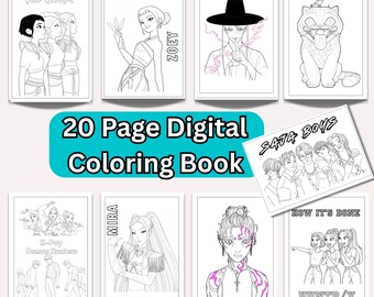 Kpop demonenjager kleurboek | Anime-fanart (digitale pdf-download)