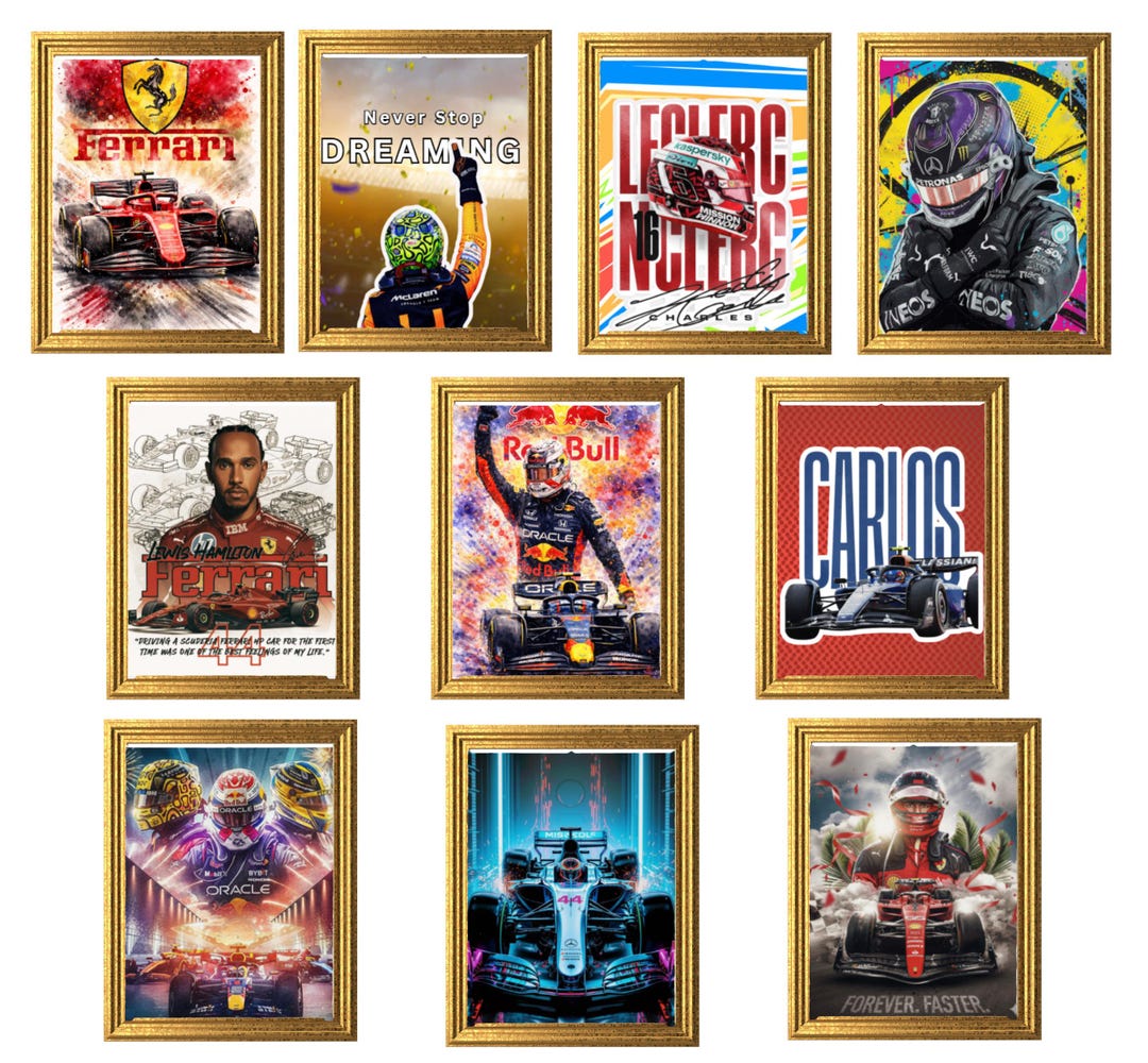 F1 Racing Team Poster F1 Racing Team Posters – Ferrari, Mclaren, Mercedes (digital Download ...