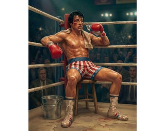 Underdog Fighter Resting in the Ring: Boxing Movie Poster