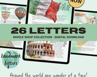 Landmark Letters Full Set | 26 Digital Educational Story Letters for Kids | World Landmarks| PDF