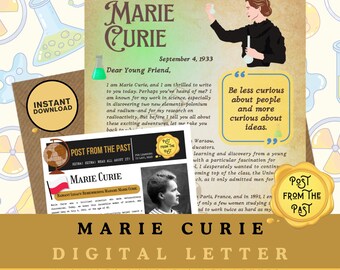 Marie Curie Printable | Pioneering Women | Women in Science | STEM | Kids History  Historical Figure | Digital Story Letter |Radiation