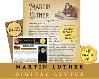 Martin Luther Printable Biography for Kids | Reformation Day History Worksheet | Digital Story Letter | Homeschool & Classroom PDF