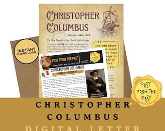 Christopher Columbus Printable Biography for Kids | Explorer History Worksheet | Digital Story Letter | Homeschool & Classroom PDF