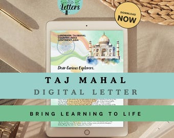 Taj Mahal India Printable Letter | Digital Educational Story Letter for Kids | Landmark | PDF