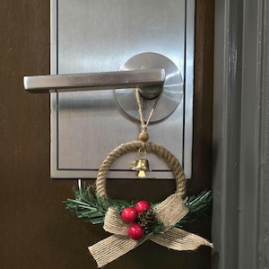 Rustiek minikerstkransornament | Decor deurknop boerderij | Handgemaakte rustieke kerstdecoratie