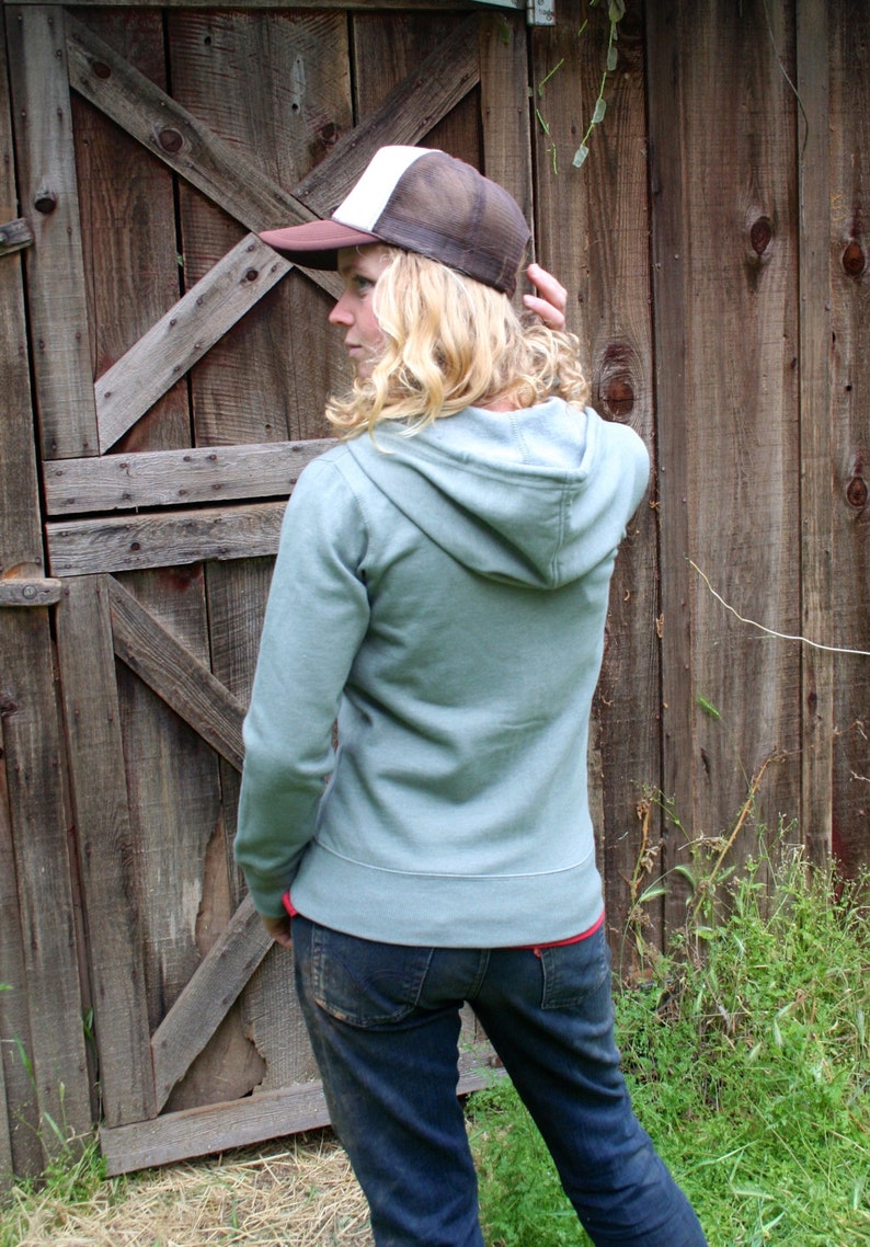 Zip Hoodie Sweatshirt Morel Mushroom Women/'s Green Screen Printed Organic Cotton Recycled