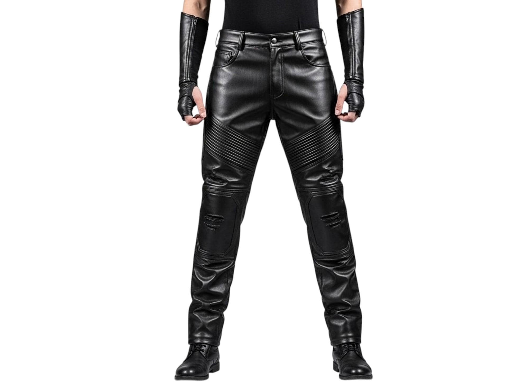 Men's Black Leather Pants Gothic Biker Rocker Style | Steampunk