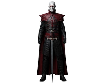 Dark Lord Leather Armor Costume | Gothic Vampire Knight Outfit | Medieval Cosplay Suit with Cape | Halloween & Ren Fair Costume