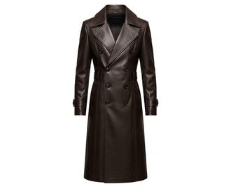 Vintage Sand Brown Topcoat - Men's Long Trench Coat, 80s Retro