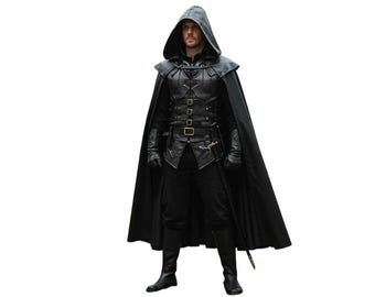 Assassin Medieval Leather Armor Cloak Set | Gothic Warrior Costume | Renaissance LARP Outfit | Viking Cosplay Armor Suit
