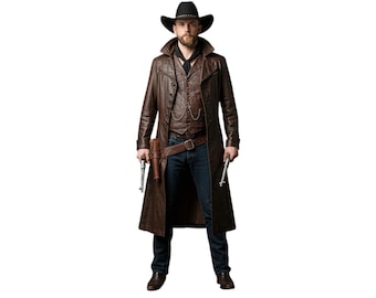 メンズ 19世紀カーキダスターコート - ウエスタンカウボーイアウトロー