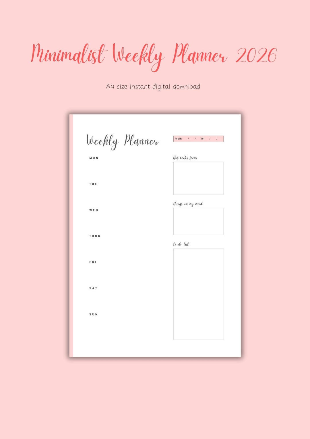 Weekly Reset Planner Printable | Minimal Weekly Planner | Undated to Do ...