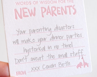Advice For New Parents Words Of Wisdom New Baby Girl Cards Etsy Advice For New Parents Words Of Wisdom New Baby Girl Cards Etsy