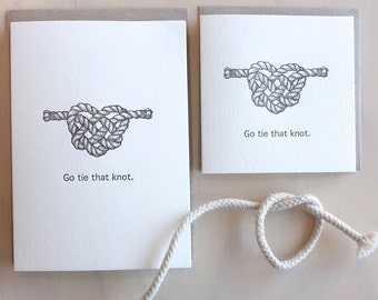 5 Pack, SALE PRICE Wedding card, Engagement card, Go tie that knot, nautical, rope heart, tropical island wedding, congratulations