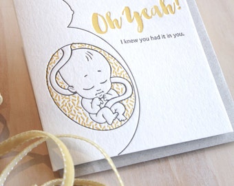 5 Pack, SALE PRICE New baby card, Gender-Neutral New Baby Card - Cute, Witty Pregnancy Congratulations for Baby Showers