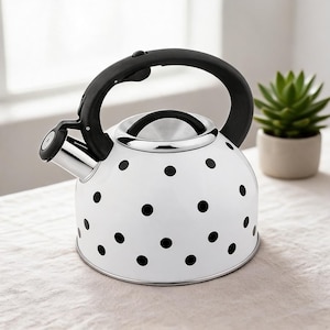 Stainless Steel Whistling Tea Kettle, Retro Polka Dot Stovetop Kettle, Loud Whistle Water Boiler, Induction Compatible Tea Pot, Kitchen Gift