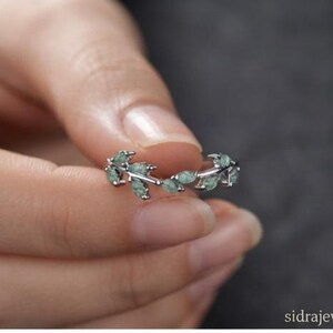 Bellissimo anello a foglia in agata muschiata naturale, anello di fidanzamento impilabile, regalo unico per donne