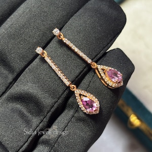Alexandrite Teardrop Earrings: 925 Sterling Silver Pear Cut Dangle Studs