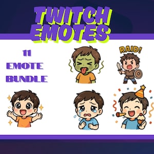 11 Chibi Boy Emote Pack, hochauflösende Twitch Emotes, Discord Emotes, PNG Emotes für Streamer, Einzigartige Emotes für Twitch