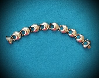 Vintage Italian Sterling Silver Puffed Link Bracelet
