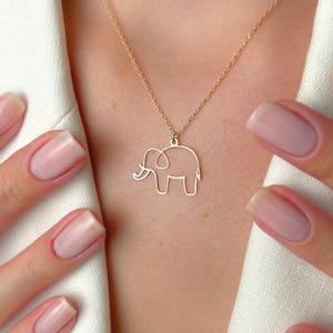 Elephant Necklace Gold, Elephant Pendant in 14K Solid Gold, Minimalist Jewelry, Gift for Her, Good Luck Animal Charm, Birthday Gift