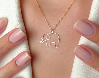 Anhänger Halskette, Tier Schmuck, Elefant Halskette, zierliches Geschenk, Tier Halskette, Elefant Anhänger, Minimalist Schmuck, Geschenke für sie