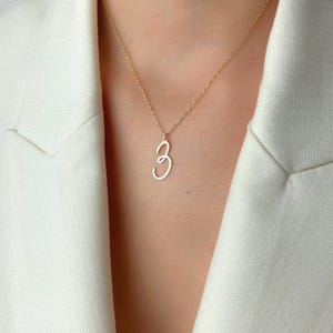 Gold Number Necklace, Number Pendant, Numeric Jewelry Gift for Her, Dainty Birthday Necklace for Women