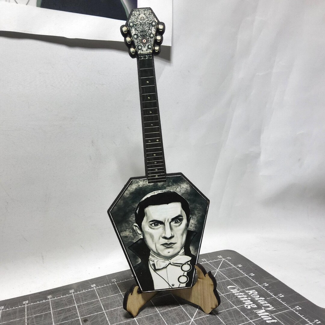 Bela Lugosi Dracula Coffin Art Guitar Ooak Print 4x11 Custom Laser Cut ...
