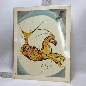 Salvador Dali Signs of the Zodiac Capricorn Lithograph 1969 14x17 laminated wear
