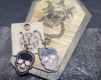 2 tatuajes láser calaveras pendientes tapa de ataúd impresión artística grabado corte regalo serpientes gótico