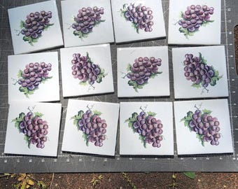 12 vintage italienska druvor keramiska 4x4 plattor set 26001d9 öppen ny fruktrenovering