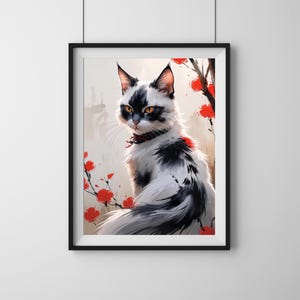 Elegant Samurai Cat – Japanese Ink Style
