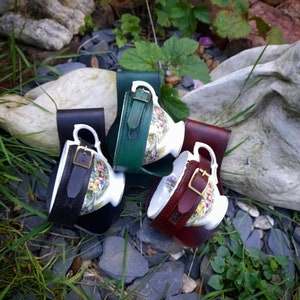 Single Tea cup Leather Holster