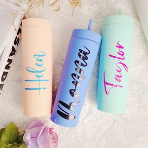 Personalized Tumbler with Lid and Straw, Bridesmaid Gift, 16 oz Skinny Cup, Christmas Tumbler, Bachelorette Party Gifts, Bridesmaid Proposal