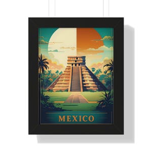 Vintage Mexico Travel Poster Art Print - Framed Mexican Wall Decor