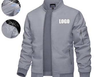Custom Logo Bomber Jacket – Men’s Water-Resistant Lightweight Windbreaker, Personalized Team & Business Outerwear”