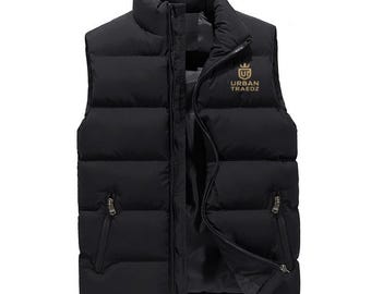 Chaleco acolchado negro para hombre / Chaleco ligero de invierno / Chaqueta cálida sin mangas para exteriores