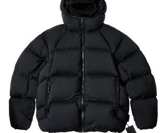 Chaqueta acolchada negra personalizada para hombre - Abrigo de invierno acolchado con capucha - Ropa de calle ligera y acogedora