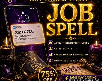 Job Spell, Get a Job Fast, Career Success Spell, Attract Employment, Promotion & Opportunity Ritual, Money Work Spell