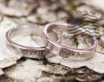 Thin Polished Stacking Quarter Ring, Thin Coin Ring, Polished State Coin Ring, Rustic Ring, Coin Jewelry, Rings,Ring, Polished Upcycled Ring