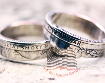 Polished National Park Coin Ring, Quarter Ring, Quarter Rings, Coin Rings, Silver Ring, Rings, Ring, America the Beautiful Ring