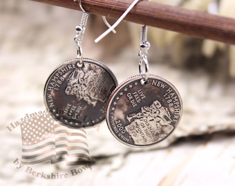 State Coin Earrings, Coin Earring, State Quarter Earring, State Earring, Rustic Earring, Coin Jewelry, Earring, Earrings