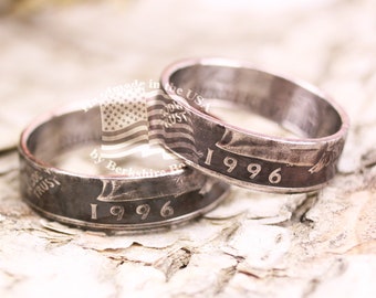 Anniversary Coin Ring Set, Wedding Ring Set, Quarter Rings, Coin Rings, Coin Jewelry, Rings, Silver Anniversary Rings, Anniversary Gift