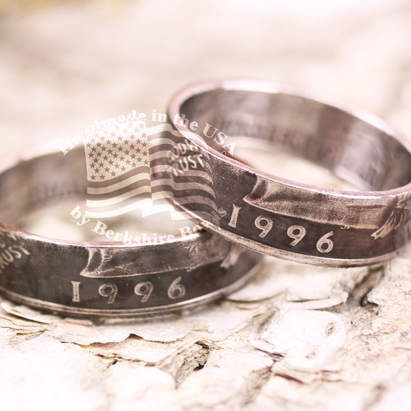 Anniversary Coin Ring Set, Wedding Ring Set, Quarter Rings, Coin Rings, Coin Jewelry, Rings, Silver Anniversary Rings, Anniversary Gift