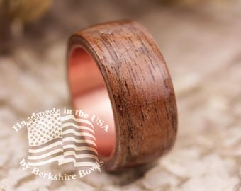 Handmade Mahogany Wood Ring with Copper Core