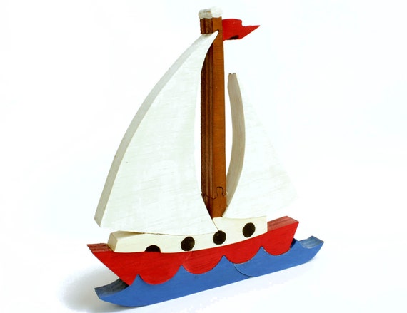 Sailboat Decor Beach Theme Nursery Wood Toy Sailboat Decor Beach Theme Nursery Wood Toy