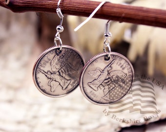 Polished State Coin Earrings, Polished Coin Jewelry, Coin Jewellery, Chrome Quarter Earrings, Polished Quarter Jewelry