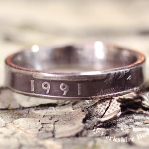 Antique Patina Thin Coin Ring by Year, Liberty Ring, Quarter Ring, US Quarter Rings, Rustic Ring, Upcycled Ring, Ring, Rings, Coin Jewelry image 1