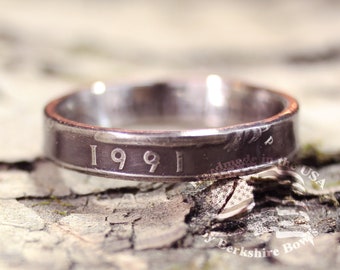 Antiker Patina dünner Münze Ring von Jahr, Liberty Ring, Viertelring, US-Viertelringe, rustikaler Ring, Upcycled Ring, Ring, Ringe, Münzenschmuck
